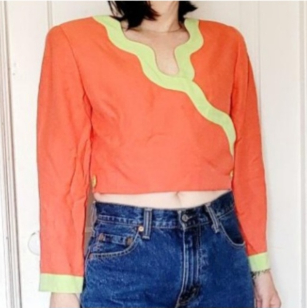 Diane Dickinson Vintage Cropped Jacket Size 6 70's 80's Retro Mod Palm Beach